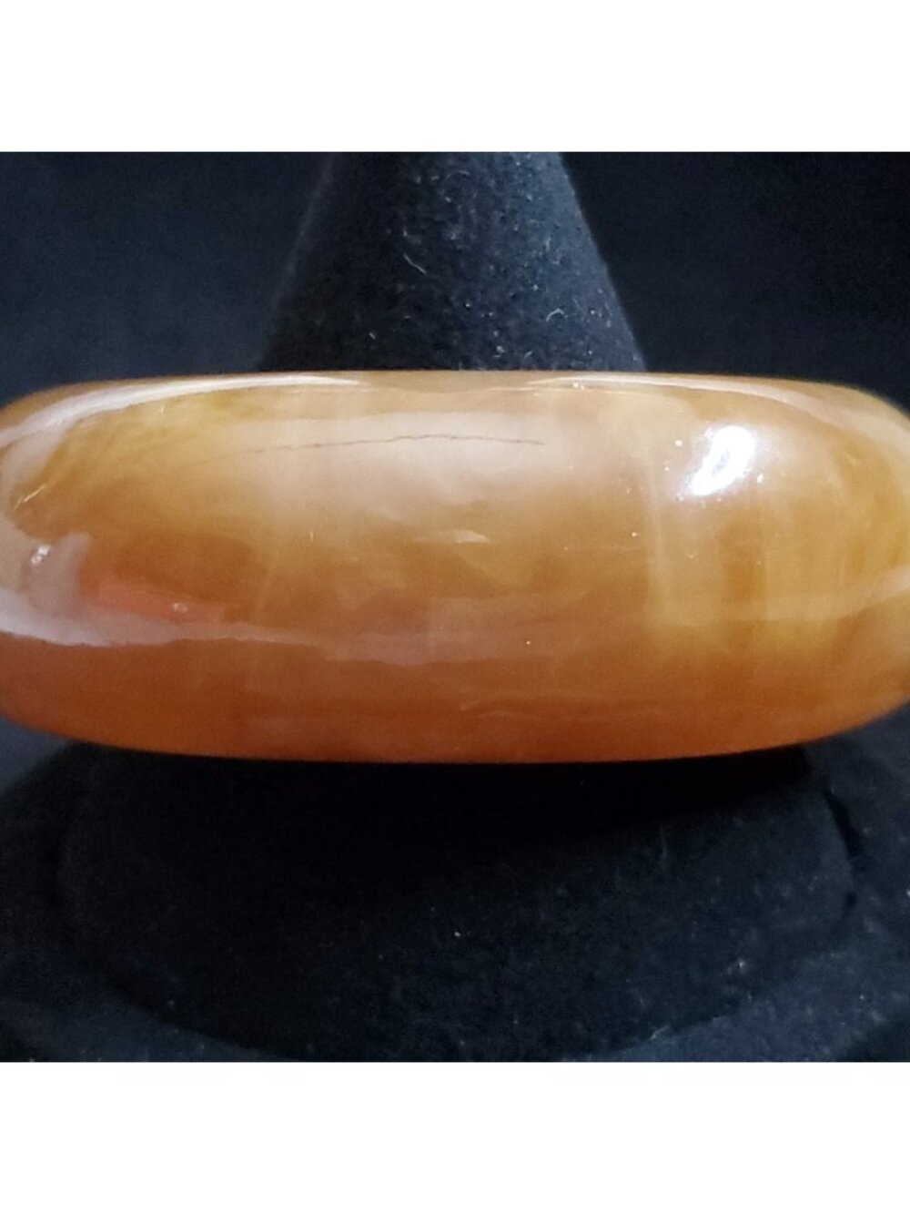 Vintage Chunky Bangle Bracelet Brown Caramel Swirl Thick Heavy Acrylic 7.25"